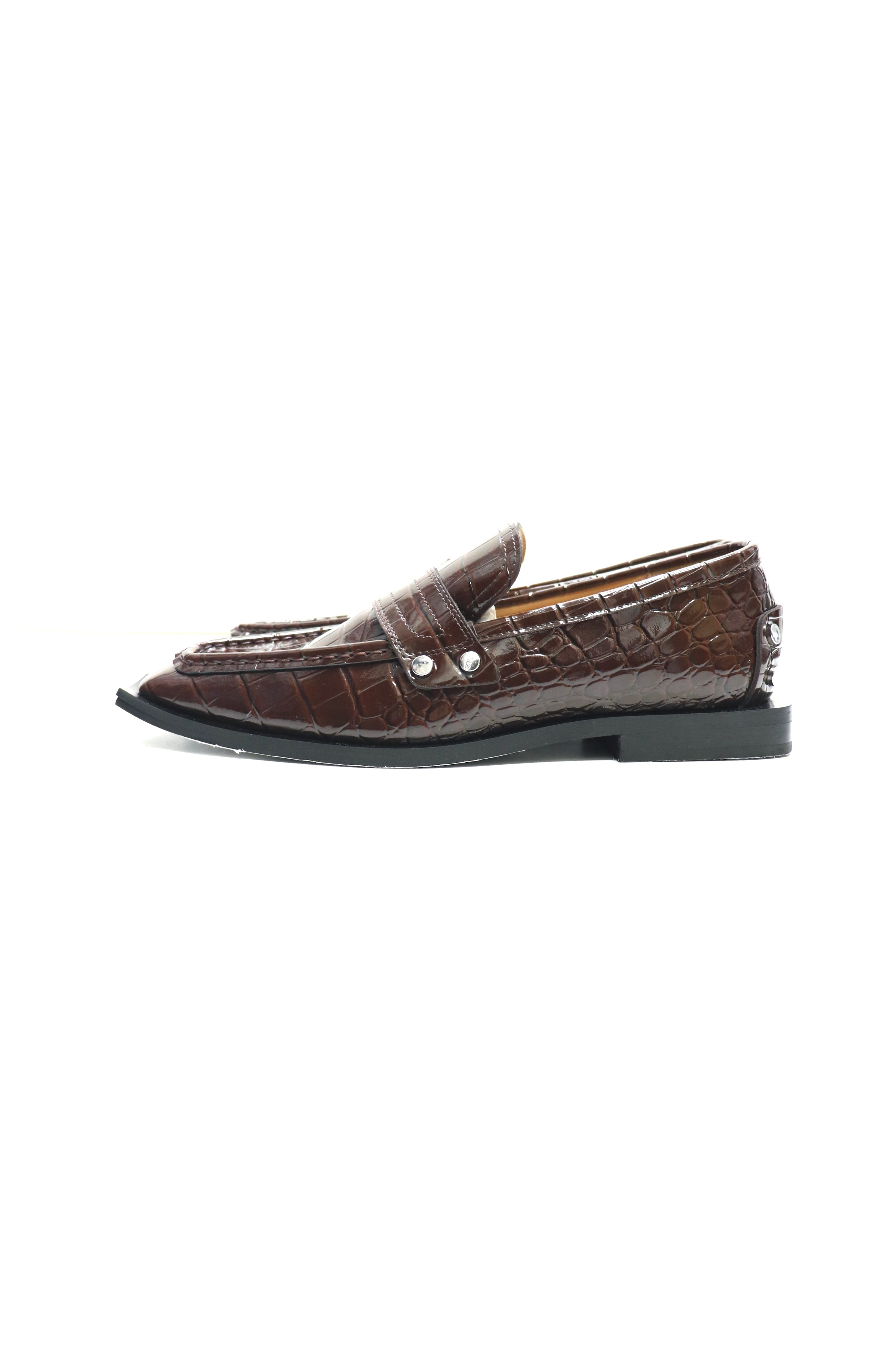 GANNI(ガニー)のStuds Square Toe Loafer Shiny Crocoの通販｜PALETTE