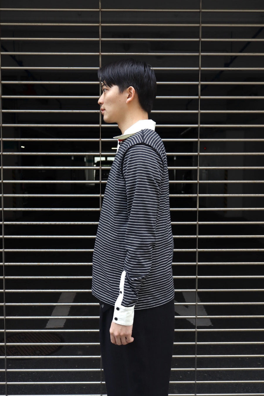 MASU(エムエーエスユー)のOPPOSITE STRIPE PULLOVER SHIRT BLACKの通販