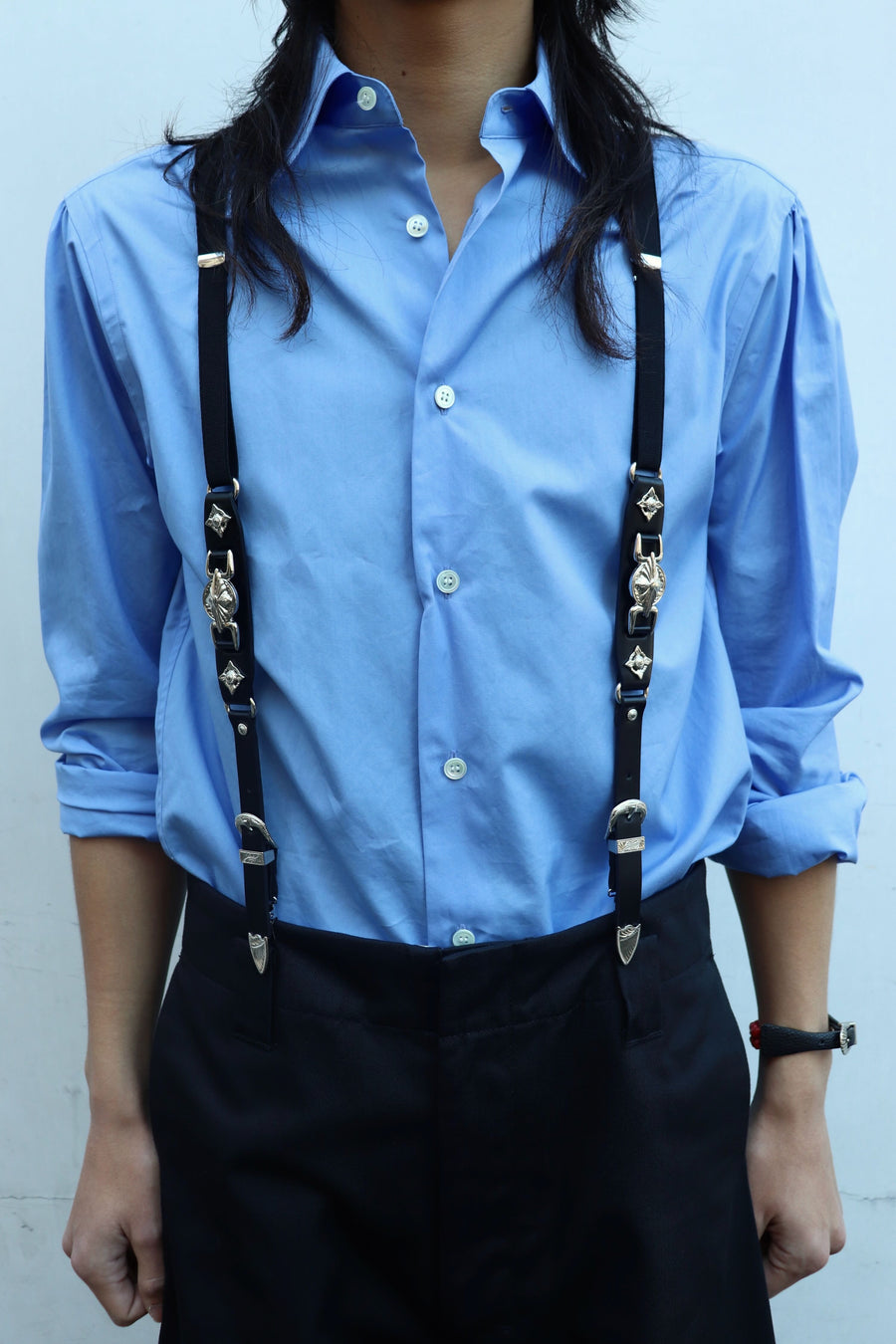 TOGA  Metal leather suspenders