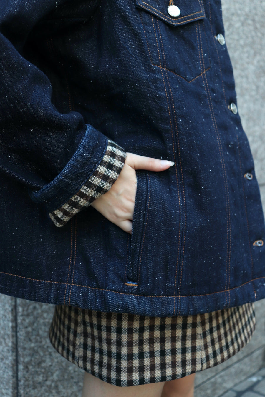 GANNI  Neppy Denim Bonded Jacket