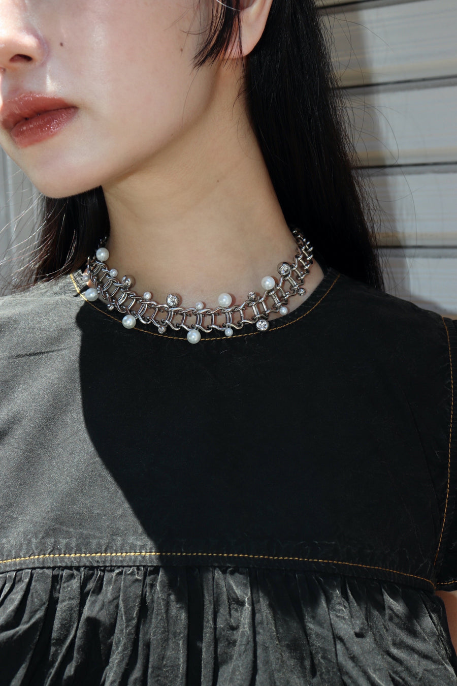 GANNI  Garment Dyed Cotton Frill Sleeve Top