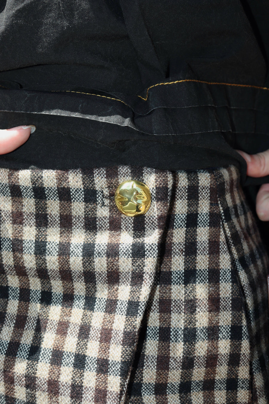 GANNI  Check Wool Mix Skirt