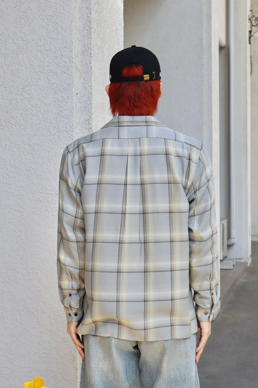 SUGARHILL  OMBRE PLAID OPEN COLLAR SHIRTS(SMOKE BLUE)