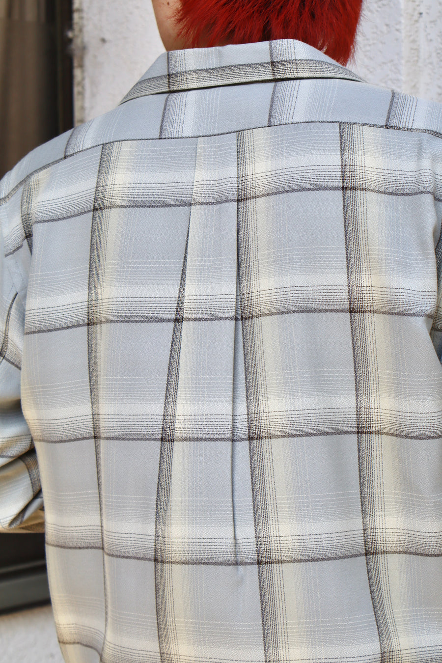 SUGARHILL  OMBRE PLAID OPEN COLLAR SHIRTS(SMOKE BLUE)