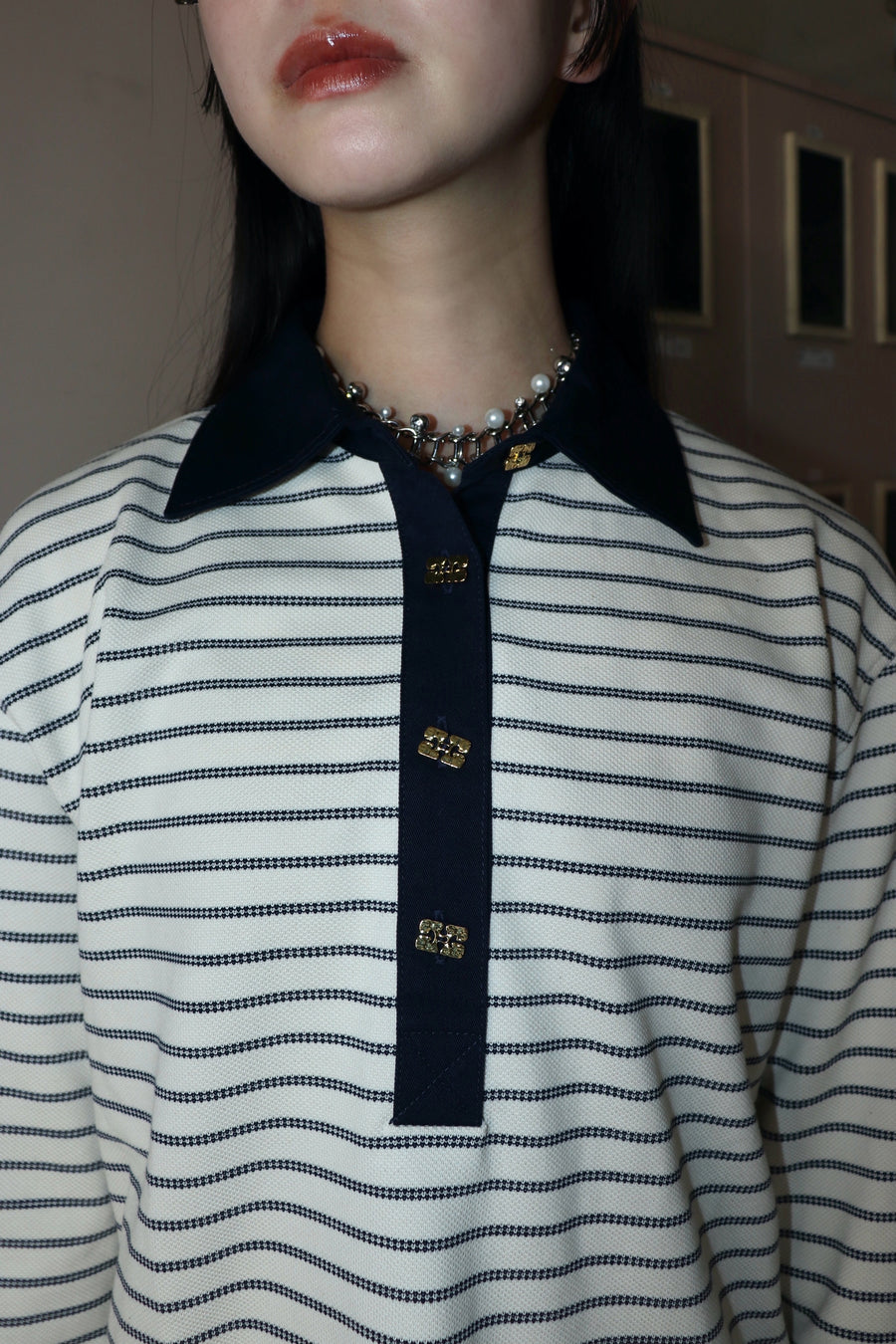 GANNI  Single Piquet Jersey Polo