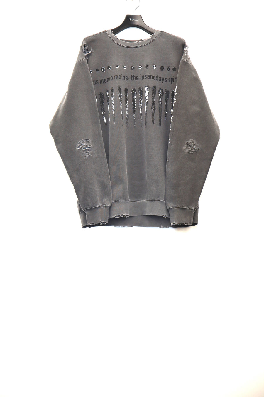 MINUS(マイナス)のBOOTLEG CREW SWEAT(BLACK SHINE)With DAMMGED 