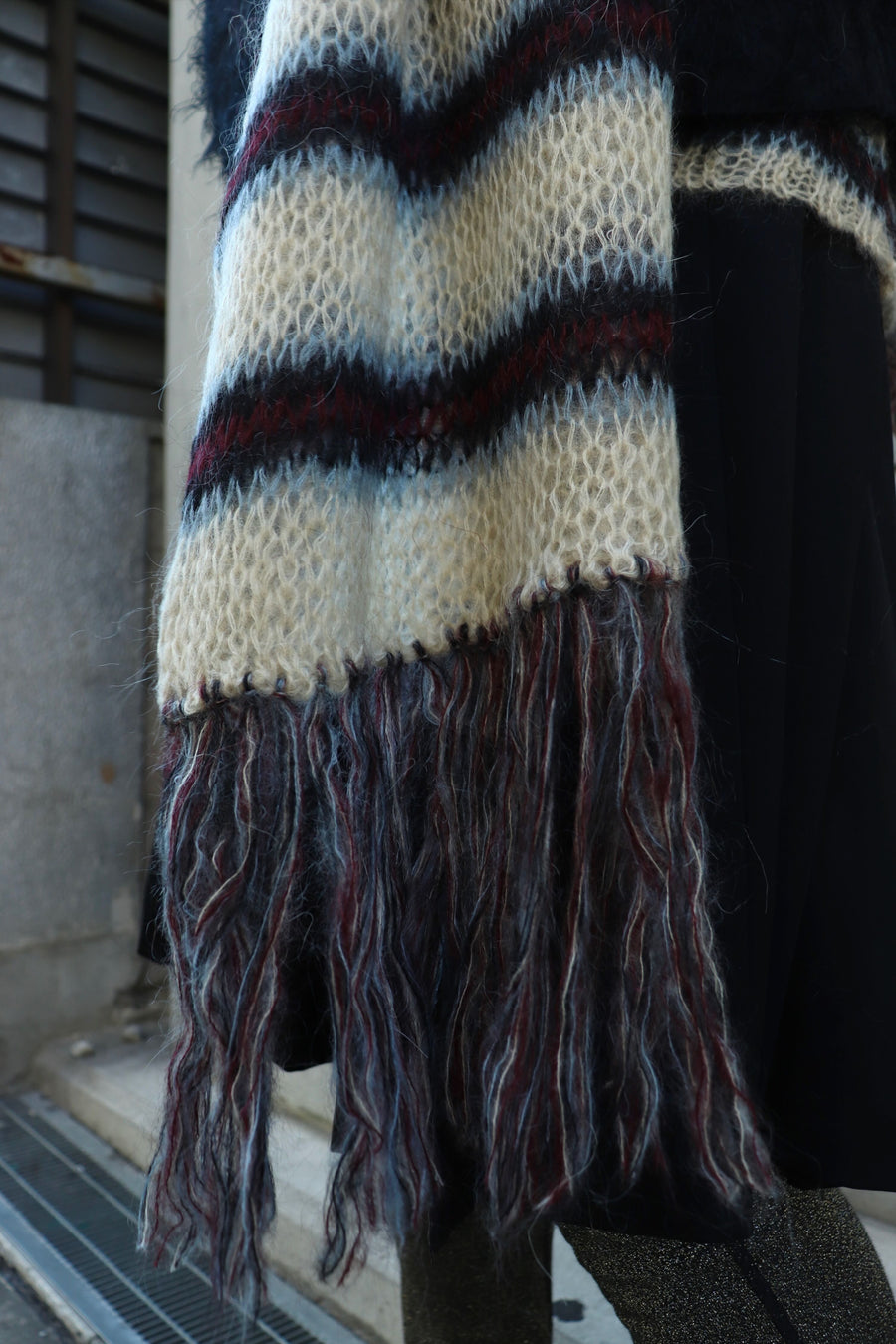 SUGARHILL  MOHAIR STRIPE MUFFLER(WINE STRIPE)