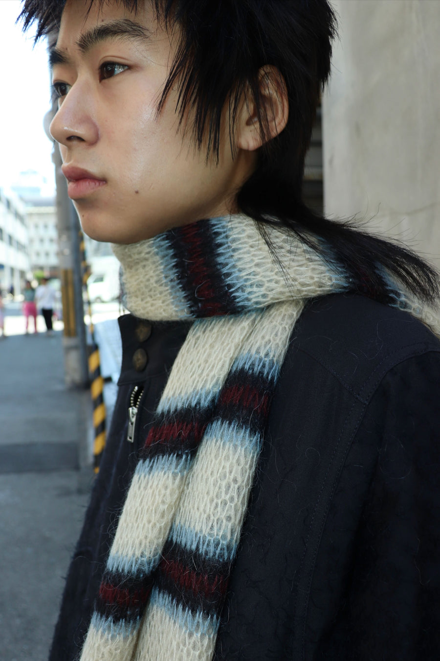 SUGARHILL  MOHAIR STRIPE MUFFLER(WINE STRIPE)