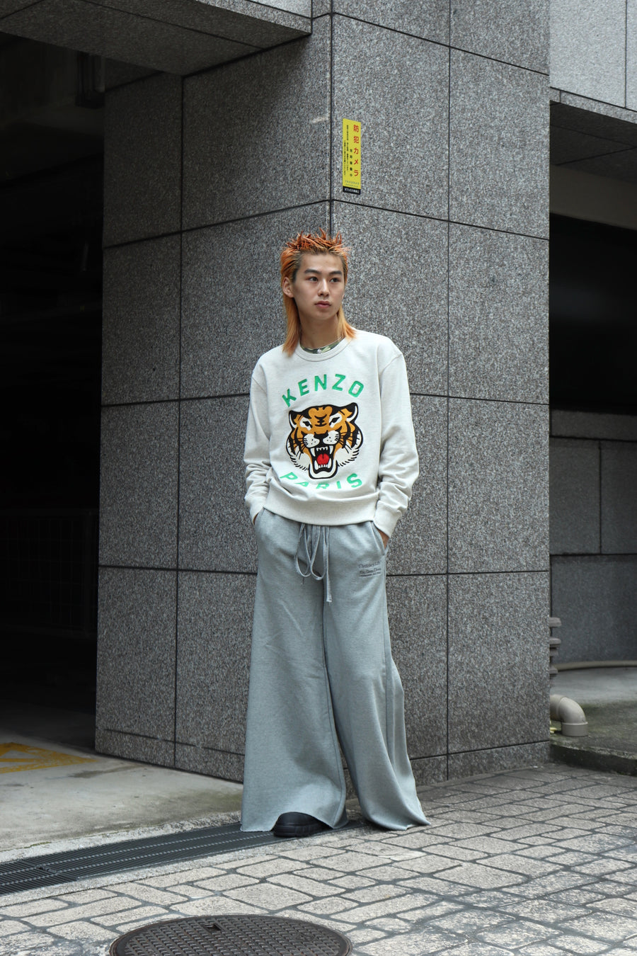 KENZO  LUCKY TIGER EMB OVERSIZE SWEAT(PALE GREY)