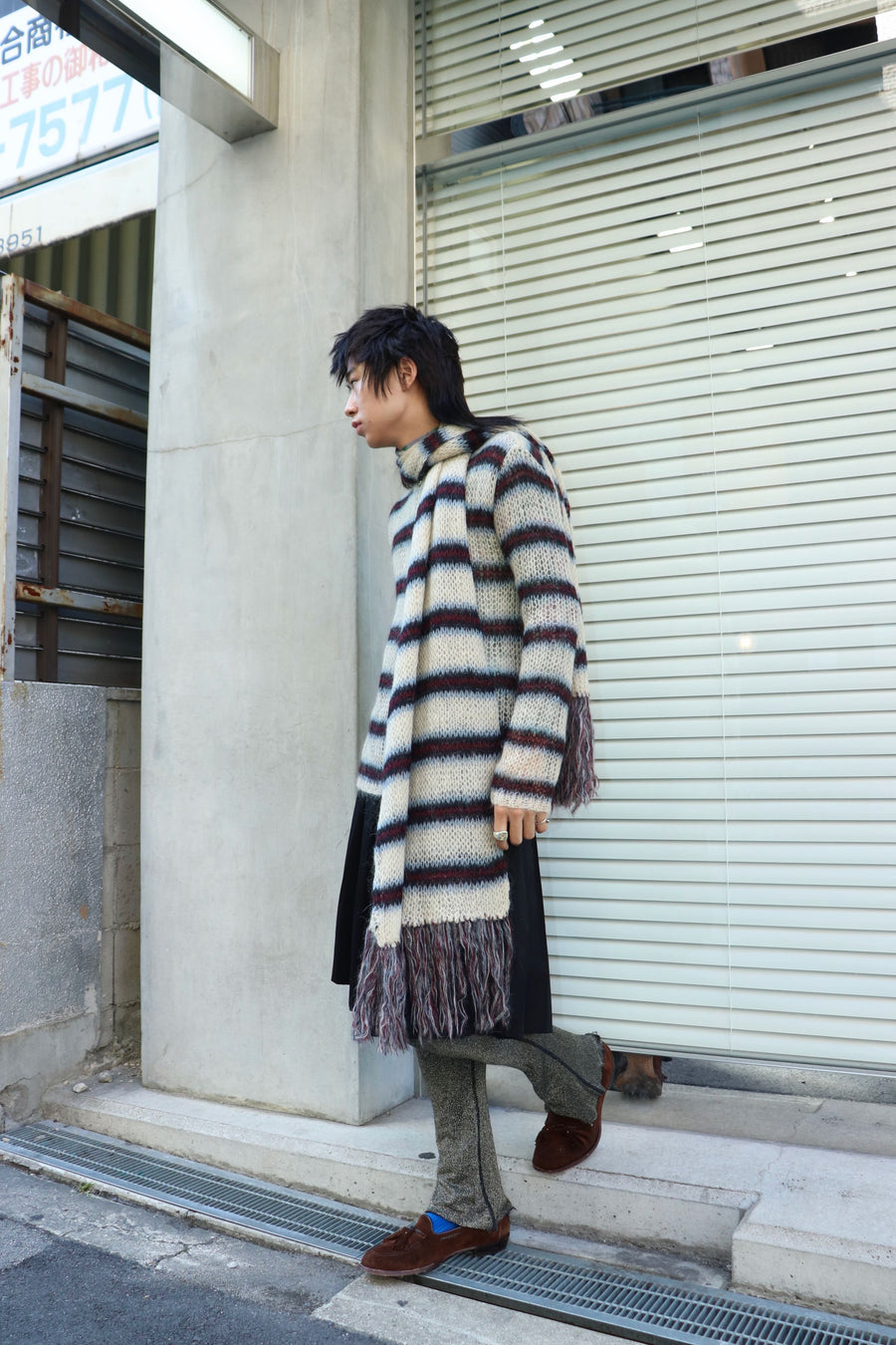 SUGARHILL  MOHAIR STRIPE PULLOVER(WINE STRIPE)