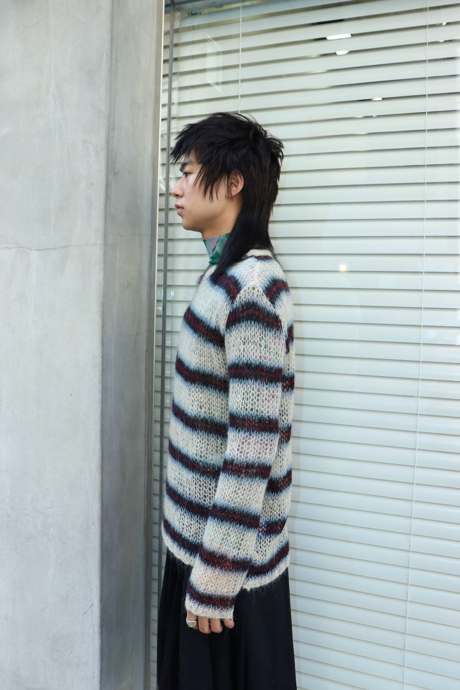 SUGARHILL  MOHAIR STRIPE PULLOVER(WINE STRIPE)