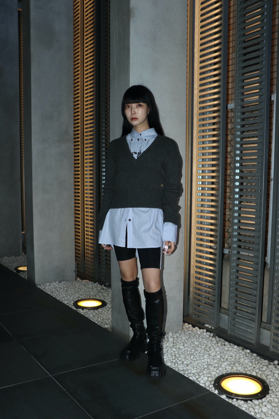 GANNI  Stripe Cotton Oversized Shirt(Lavender Lustre)