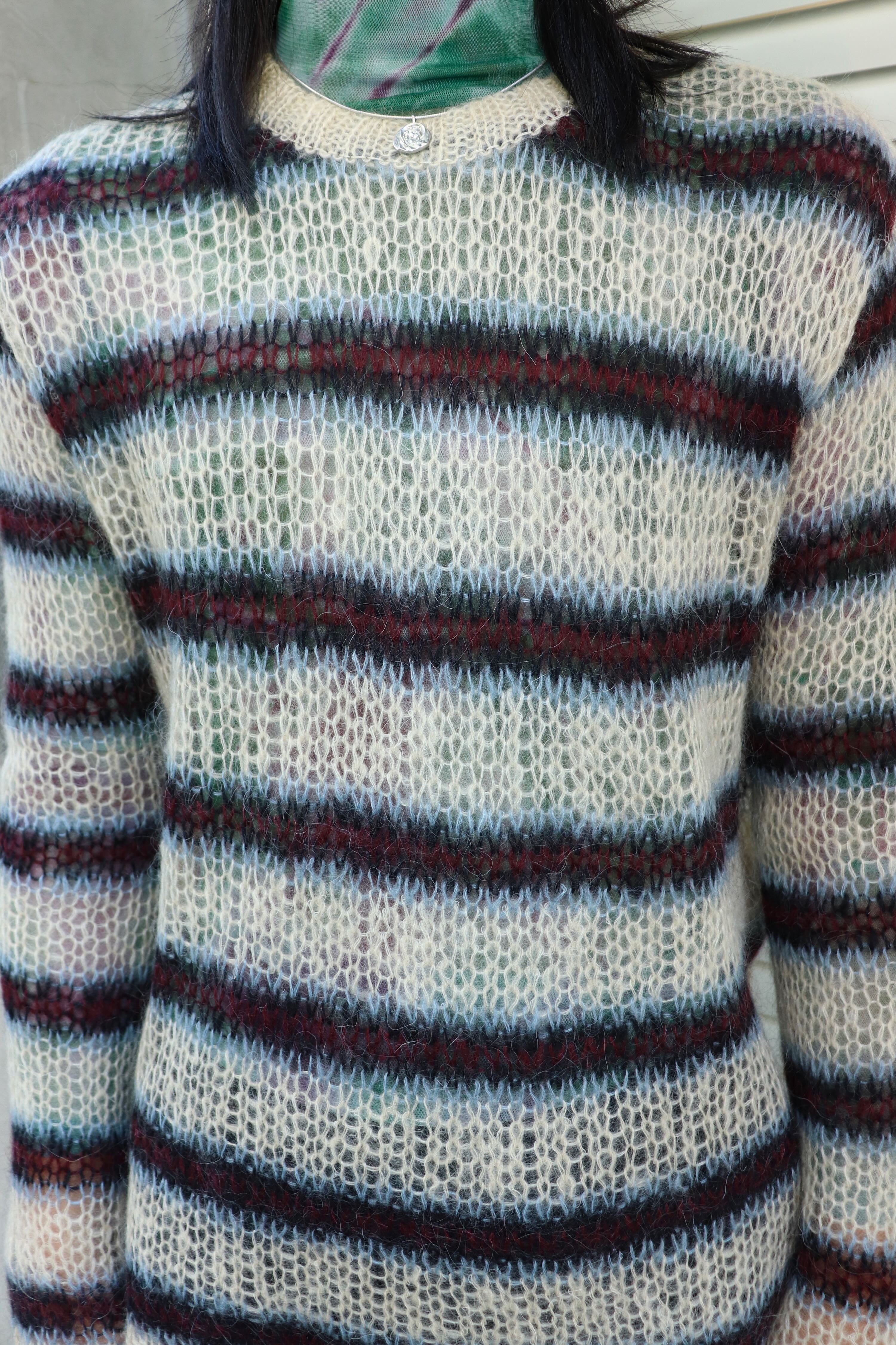 SUGARHILL(シュガーヒル)のMOHAIR STRIPE PULLOVER WINE STRIPEの通販