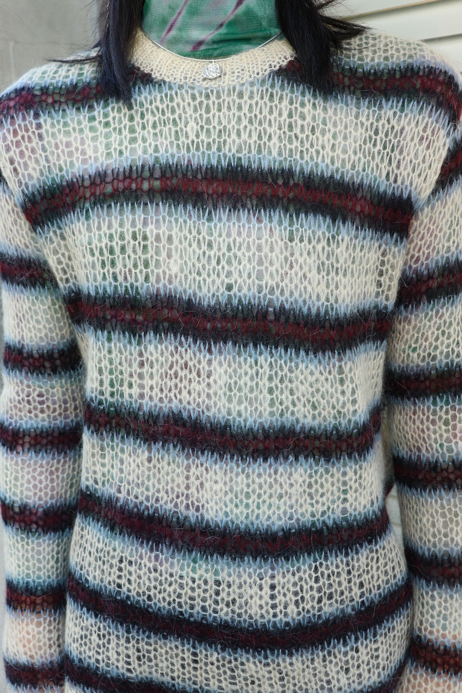 SUGARHILL  MOHAIR STRIPE PULLOVER(WINE STRIPE)