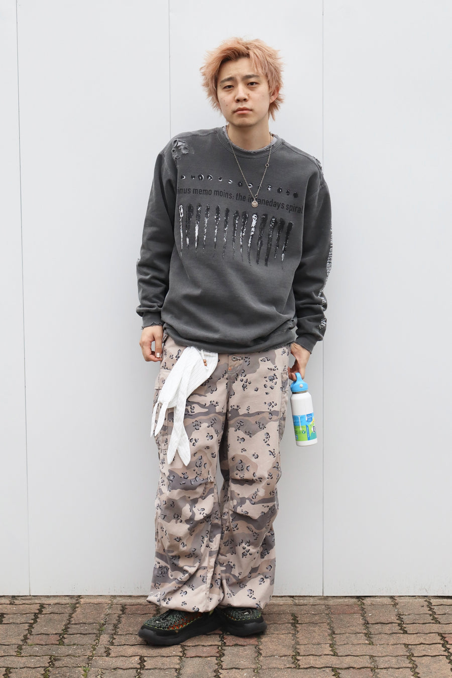 MINUS(マイナス)のBOOTLEG CREW SWEAT(BLACK SHINE)With DAMMGED
