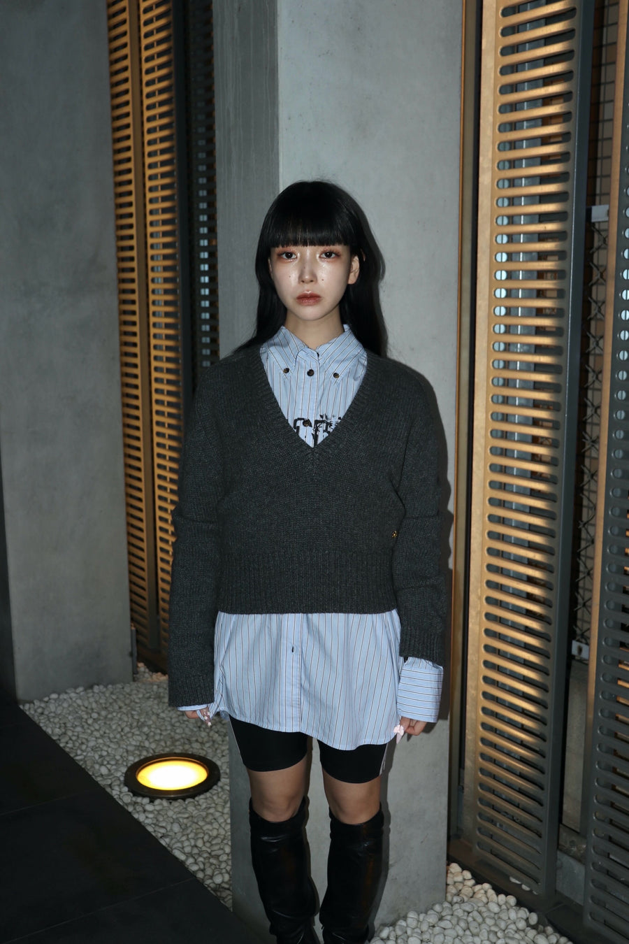 GANNI  Wool Yak Mix Deep V-neck