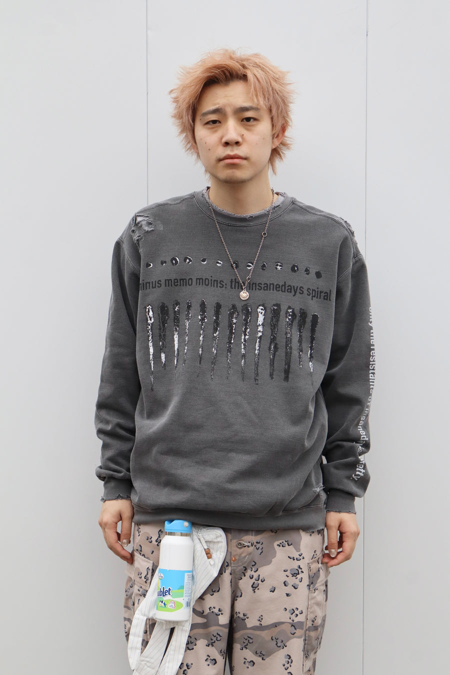 MINUS(マイナス)のBOOTLEG CREW SWEAT(BLACK SHINE)With DAMMGED