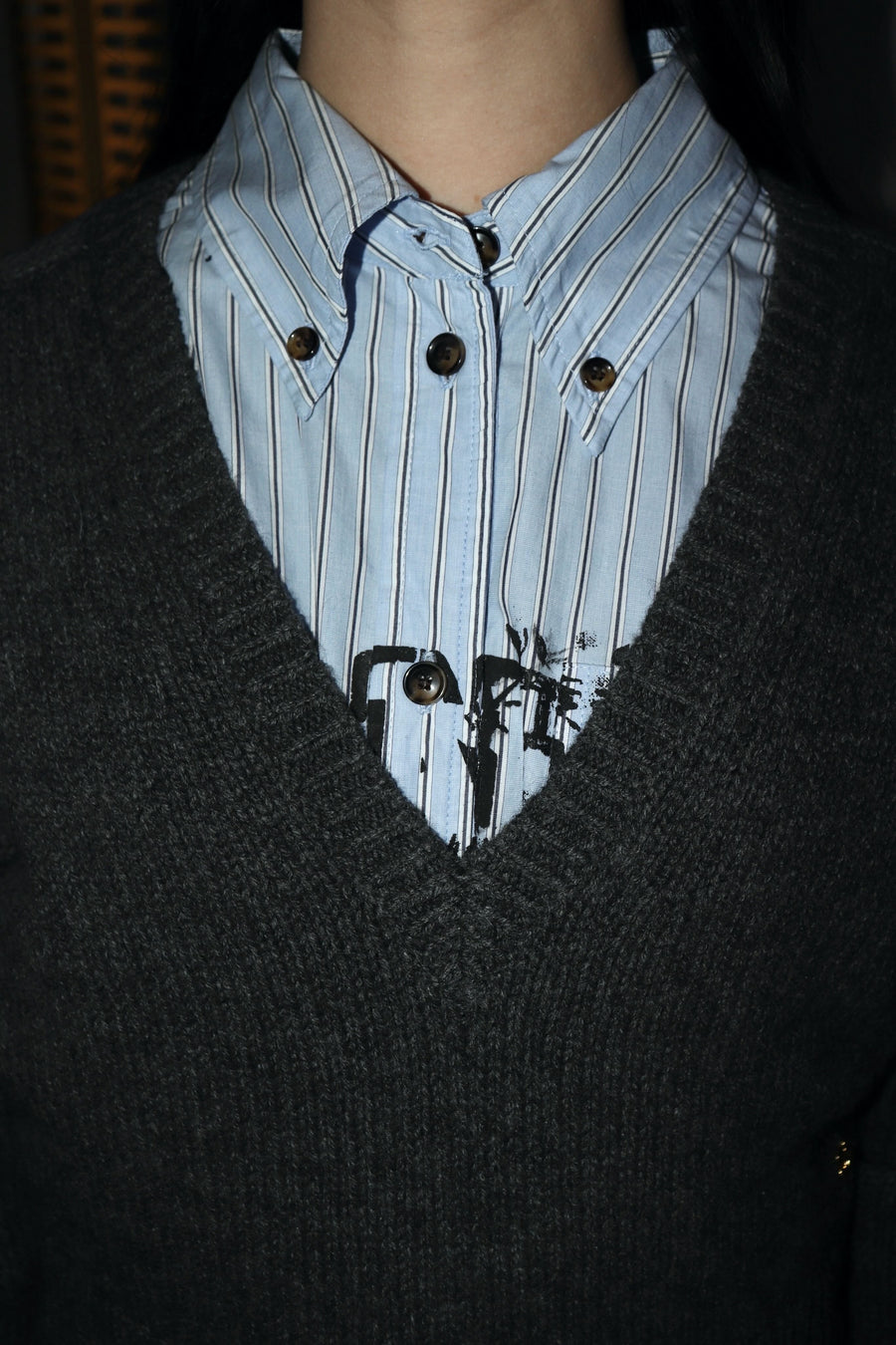 GANNI  Wool Yak Mix Deep V-neck