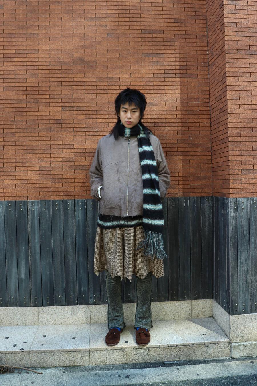 SUGARHILL  MOHAIR STRIPE MUFFLER(MINT STRIPE)