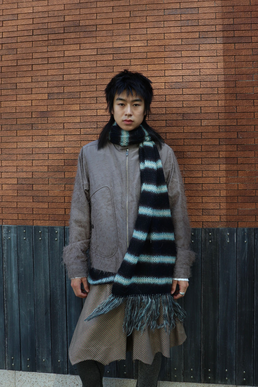 SUGARHILL  MOHAIR STRIPE MUFFLER(MINT STRIPE)