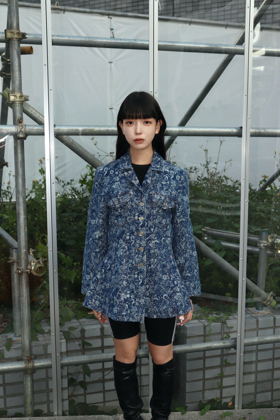 GANNI  Tapestry Denim Fitted Blazer