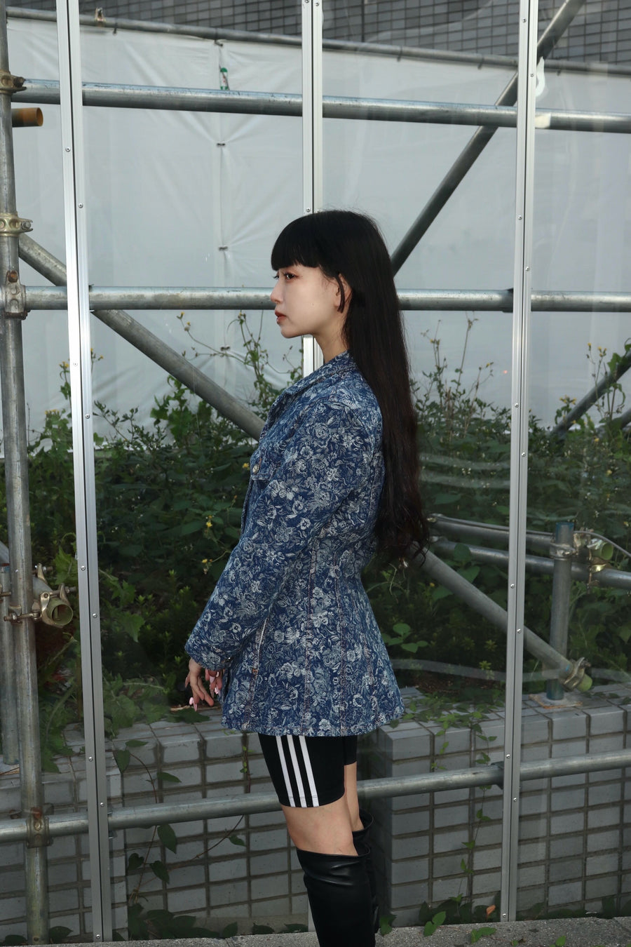 GANNI  Tapestry Denim Fitted Blazer