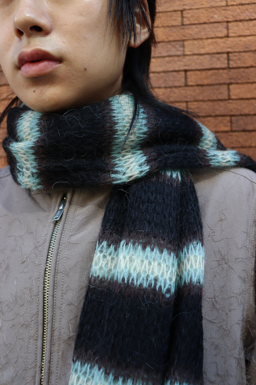 SUGARHILL  MOHAIR STRIPE MUFFLER(MINT STRIPE)