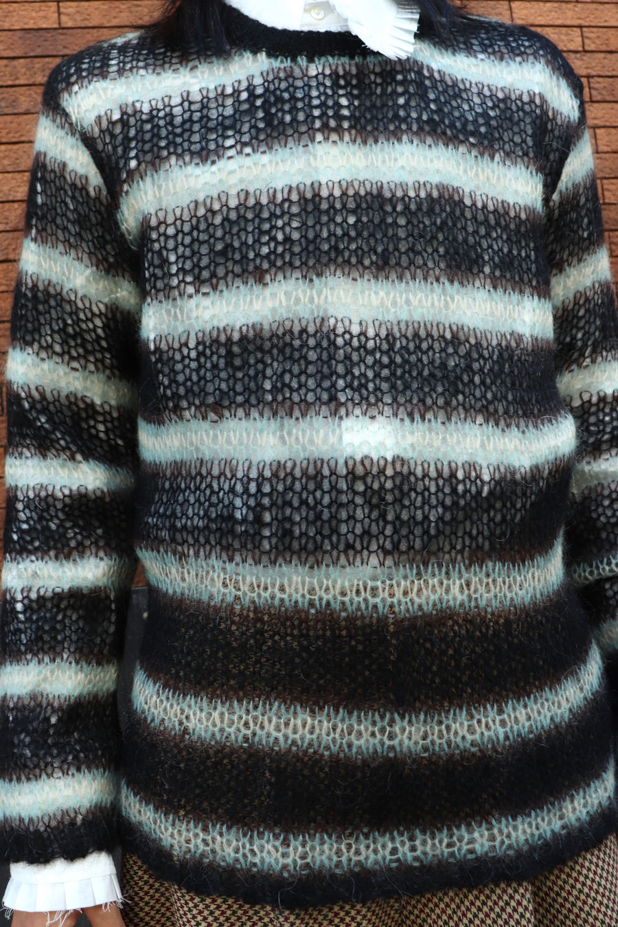 SUGARHILL  MOHAIR STRIPE PULLOVER(MINT STRIPE)