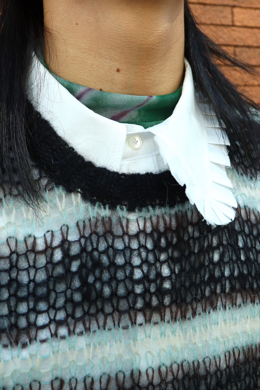 SUGARHILL  MOHAIR STRIPE PULLOVER(MINT STRIPE)