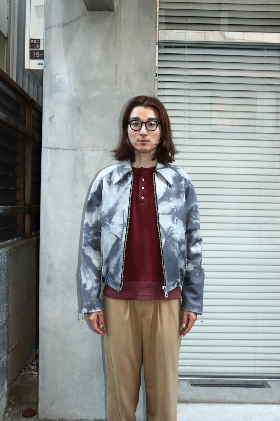 SUGARHILL  SHIBORI-SOME LEATHER WESTERN JACKET