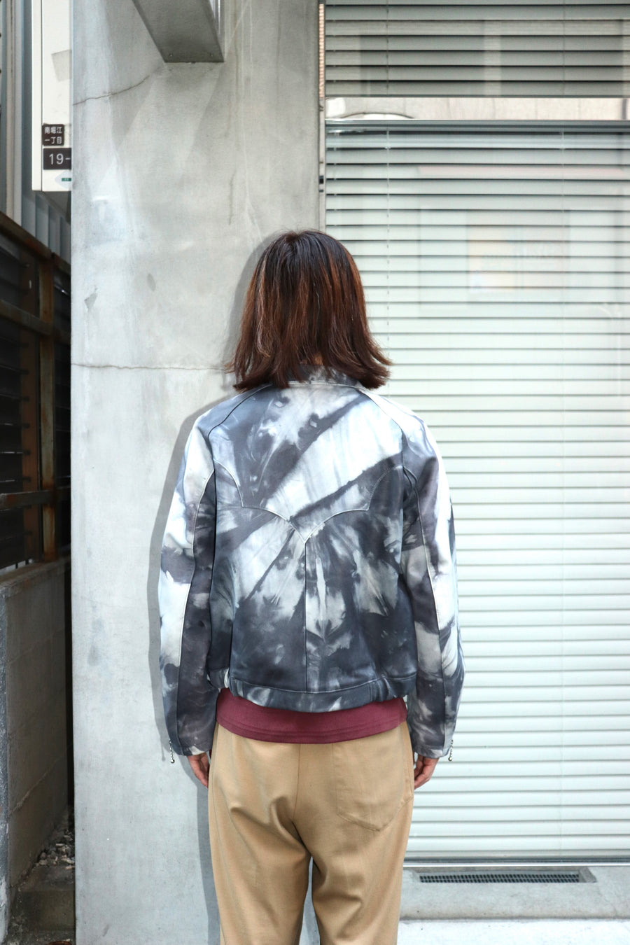 SUGARHILL  SHIBORI-SOME LEATHER WESTERN JACKET