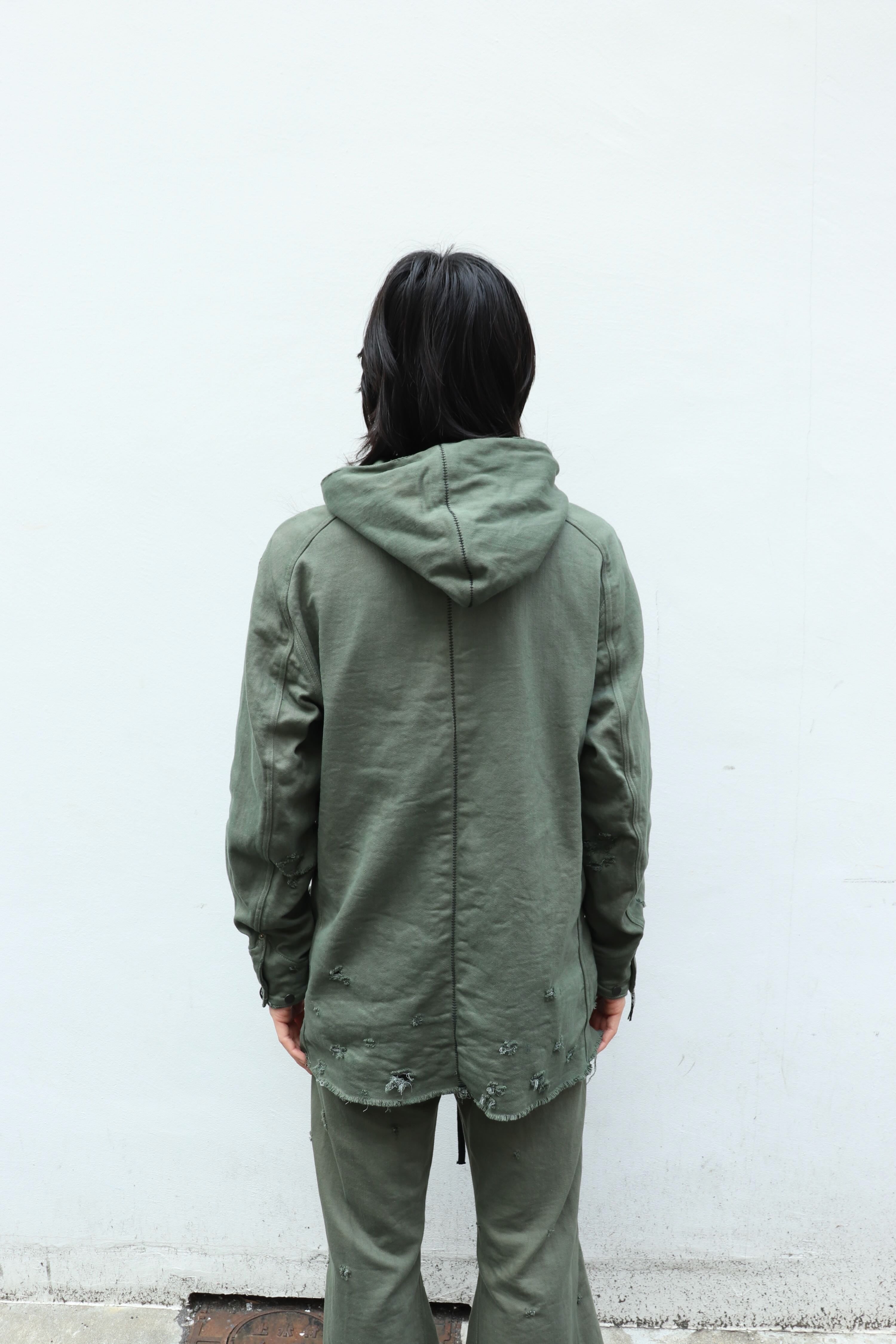 ー］Minus(マイナス)のHome Chore With Damaged INLAY DENIM OLIVE