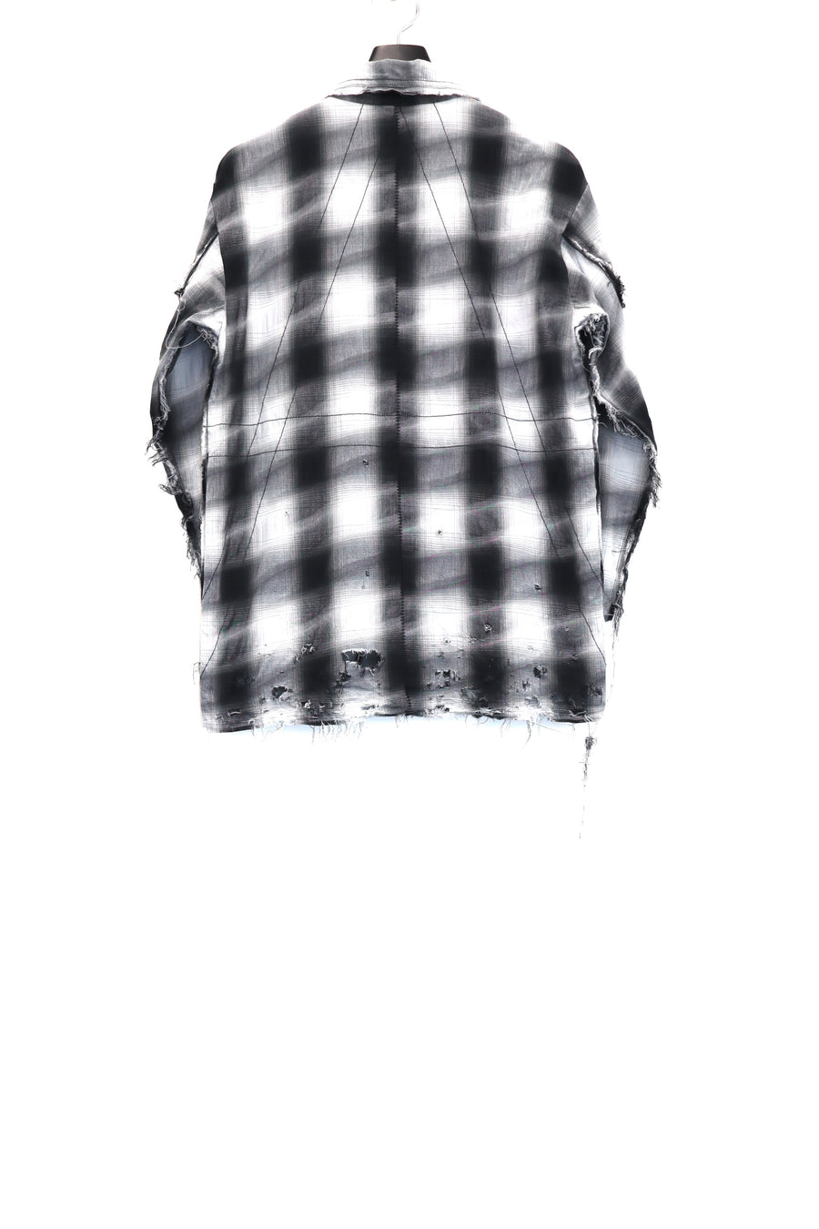 ［ー］MINUS  Slash Seam Ombre Check Shirt DRUNK(BLACK)