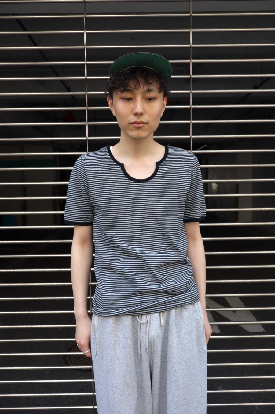 SUGARHILL(シュガーヒル)のSTRIPE TIGHT TEE BLACK MINTの通販