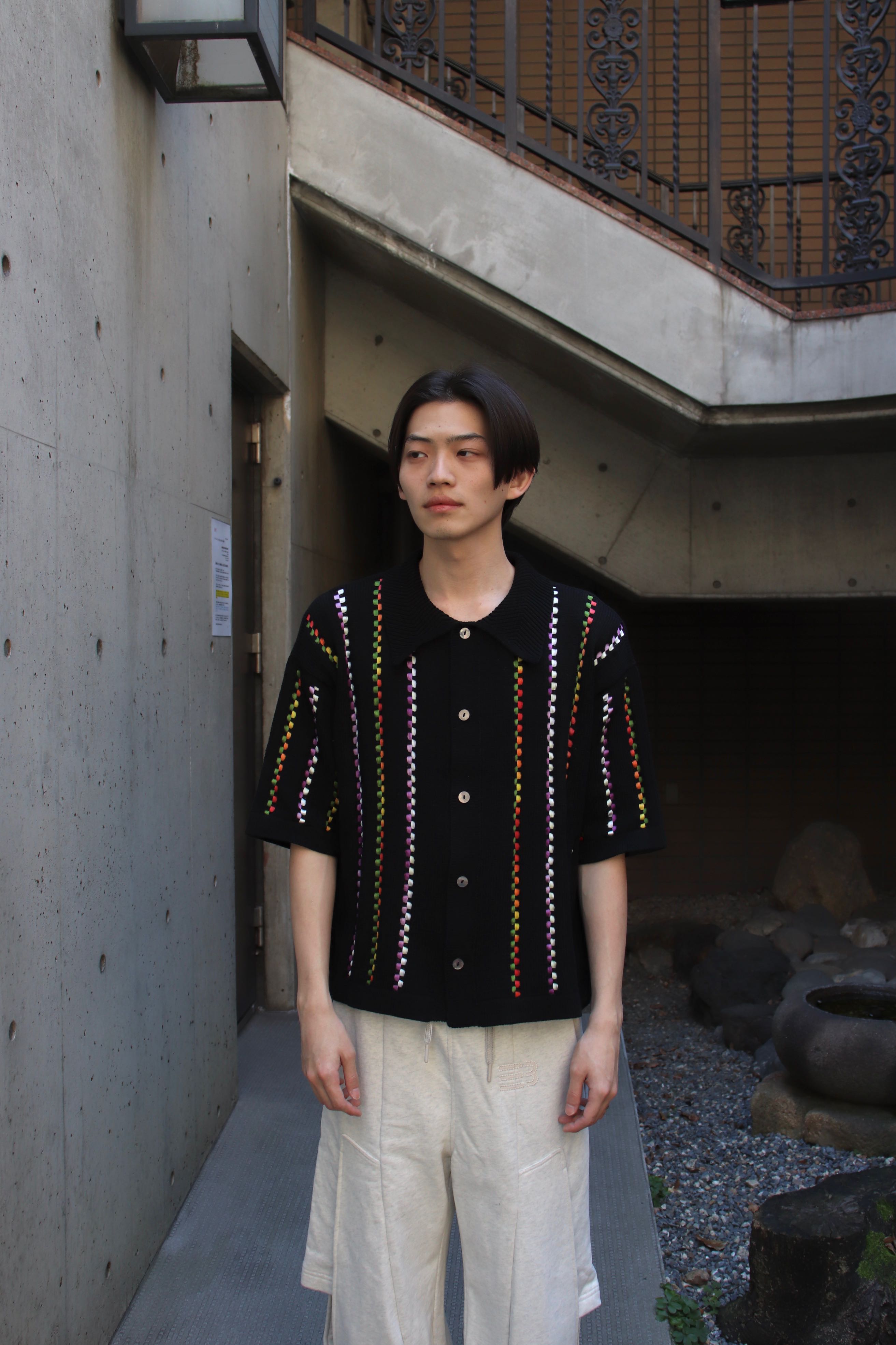 NAMESAKE(ネイムセイク)のBILL STRIPE WARM UP KNIT SHIRTの通販 