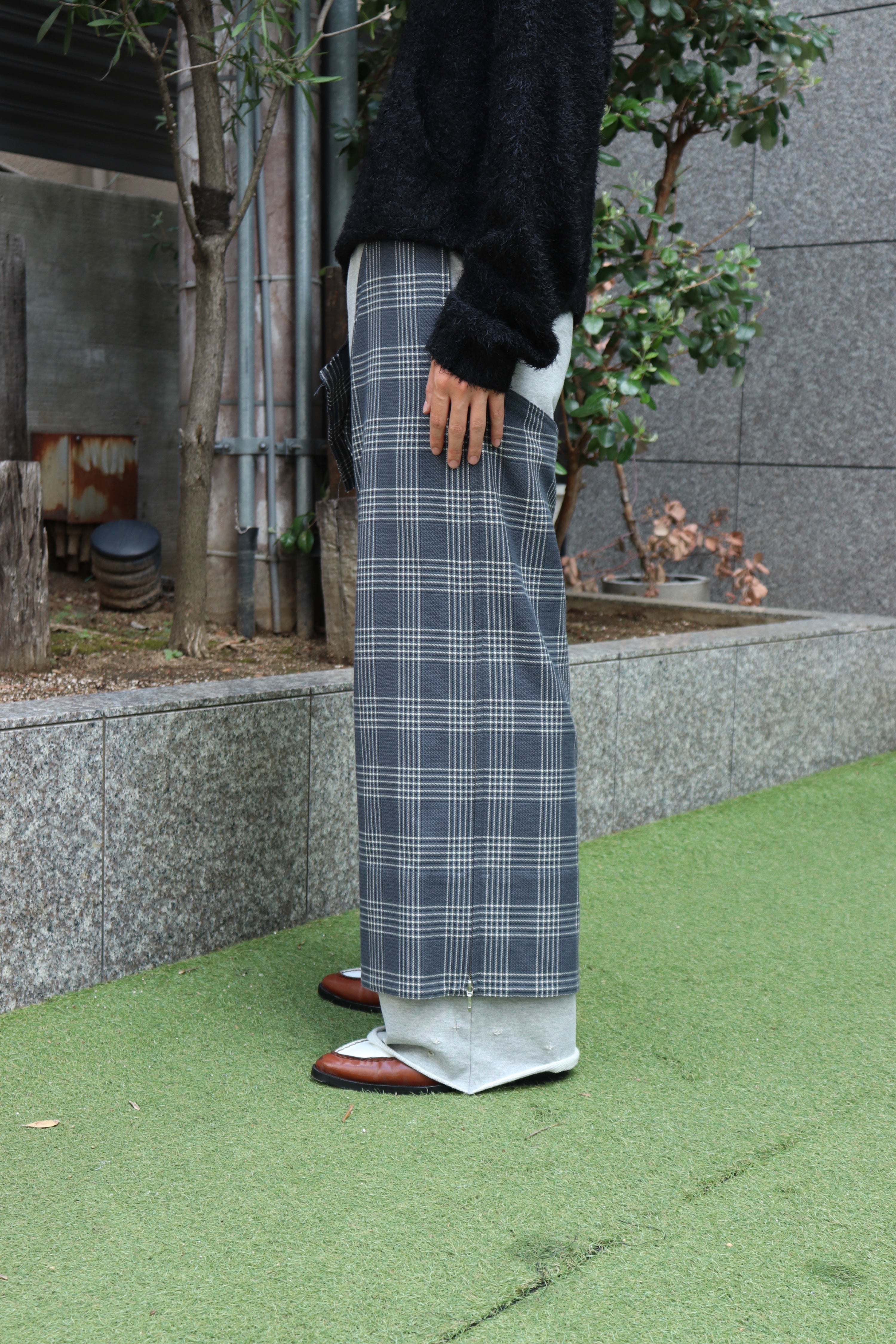 MASU's GLEN PLAID Wide Chaps Charcoal mail order | Palette Art