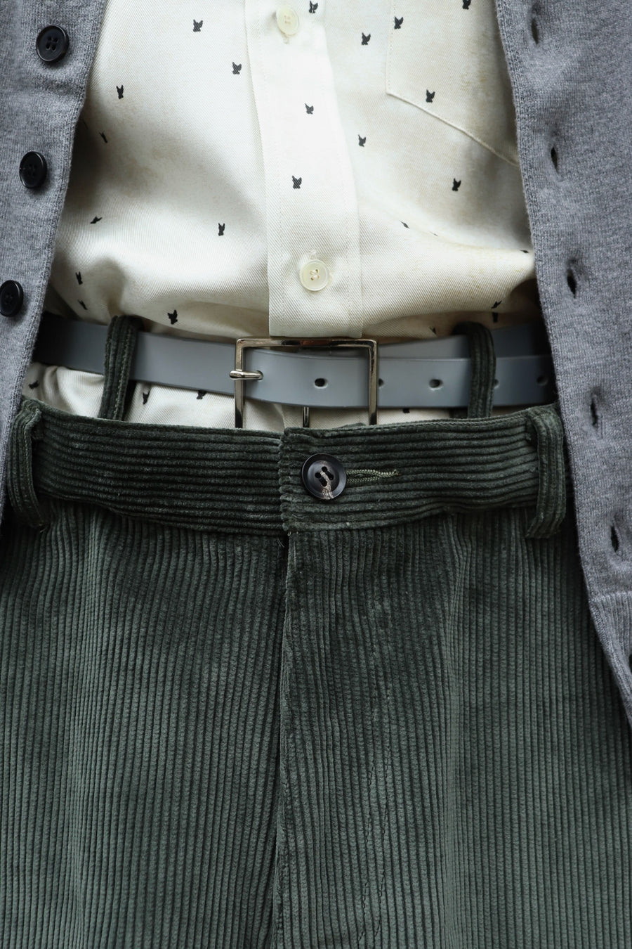 SOSHIOTSUKI  DOUBLE BELTLOOP CORDUROY PANTS(GREEN)