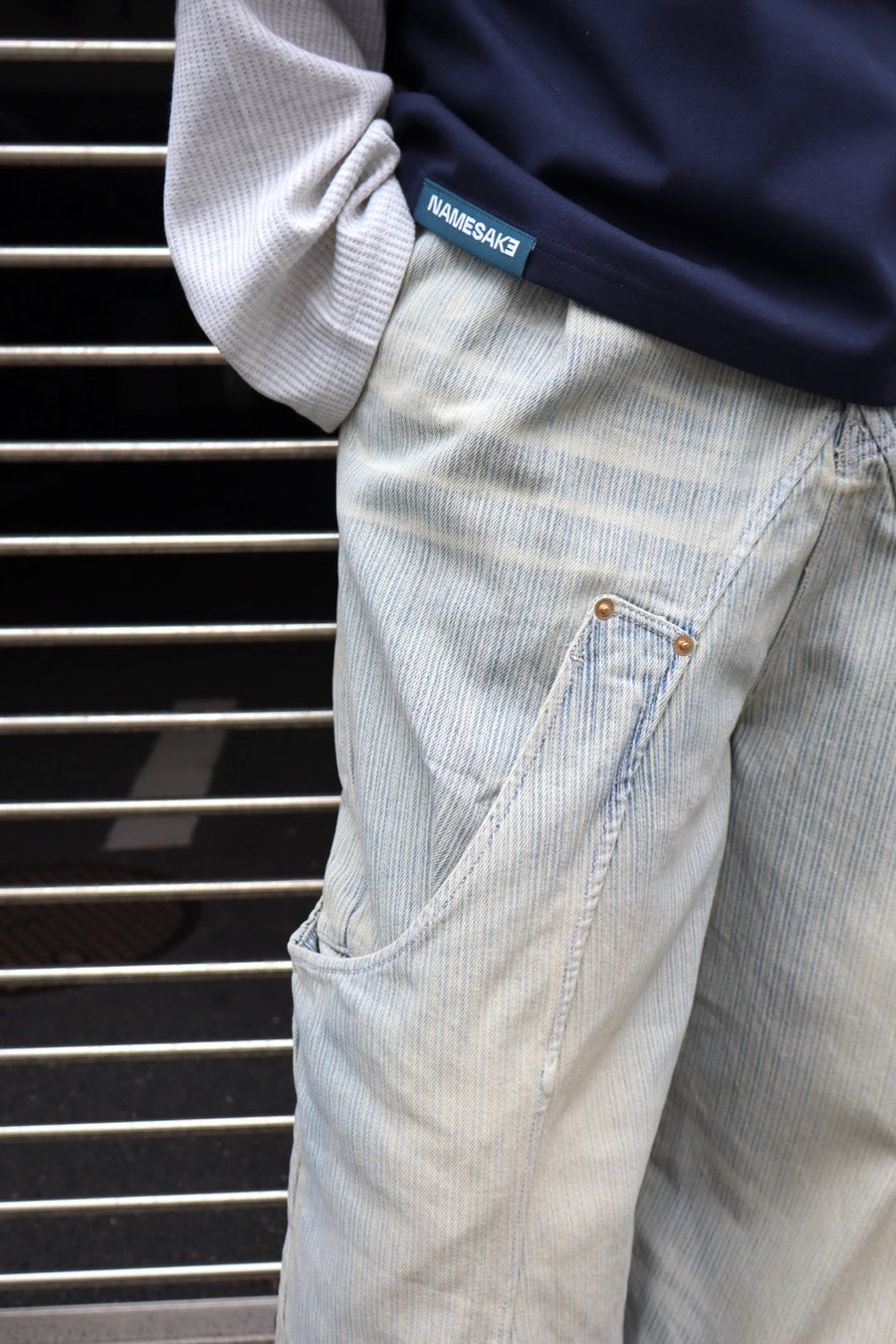 NAMESAKE  BILLIE BIBS DENIM PANTS(INDIGO STRIPE)