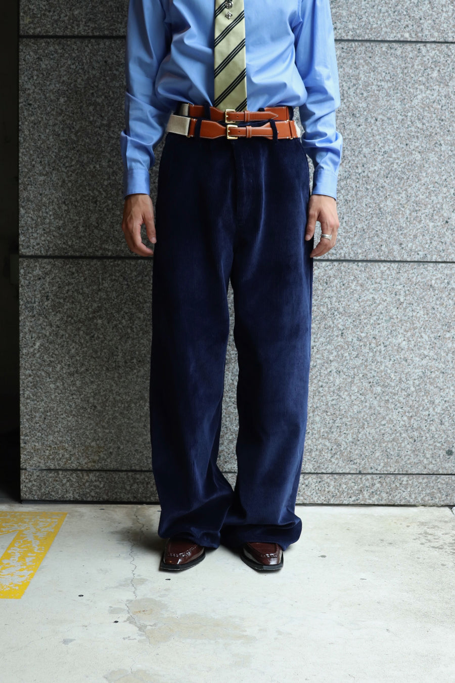 SOSHIOTSUKI  DOUBLE BELTLOOP CORDUROY PANTS(NAVY)