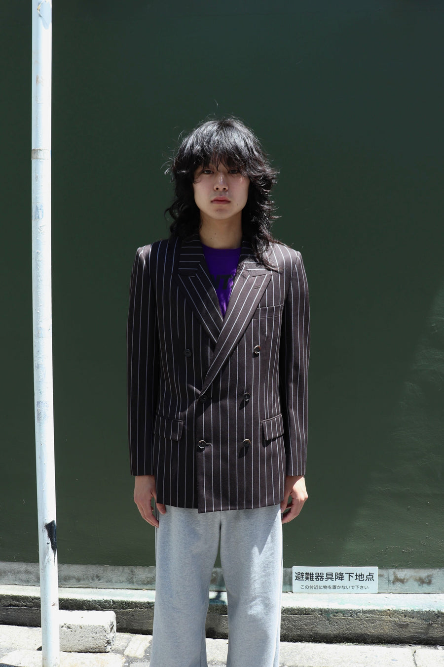 LITTLEBIG Stripe 6B Double Jacket セットアップ LITTLEBIG(リトルビッグ)のStripe 6B Double Jacket BROWNの通販