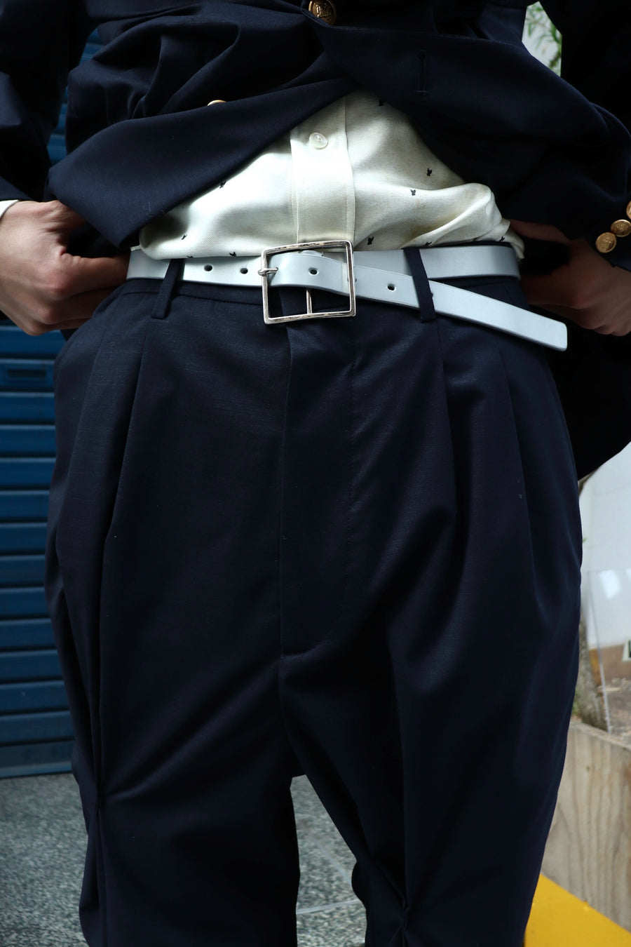 MASU  WARP TROUSERS(NAVY)