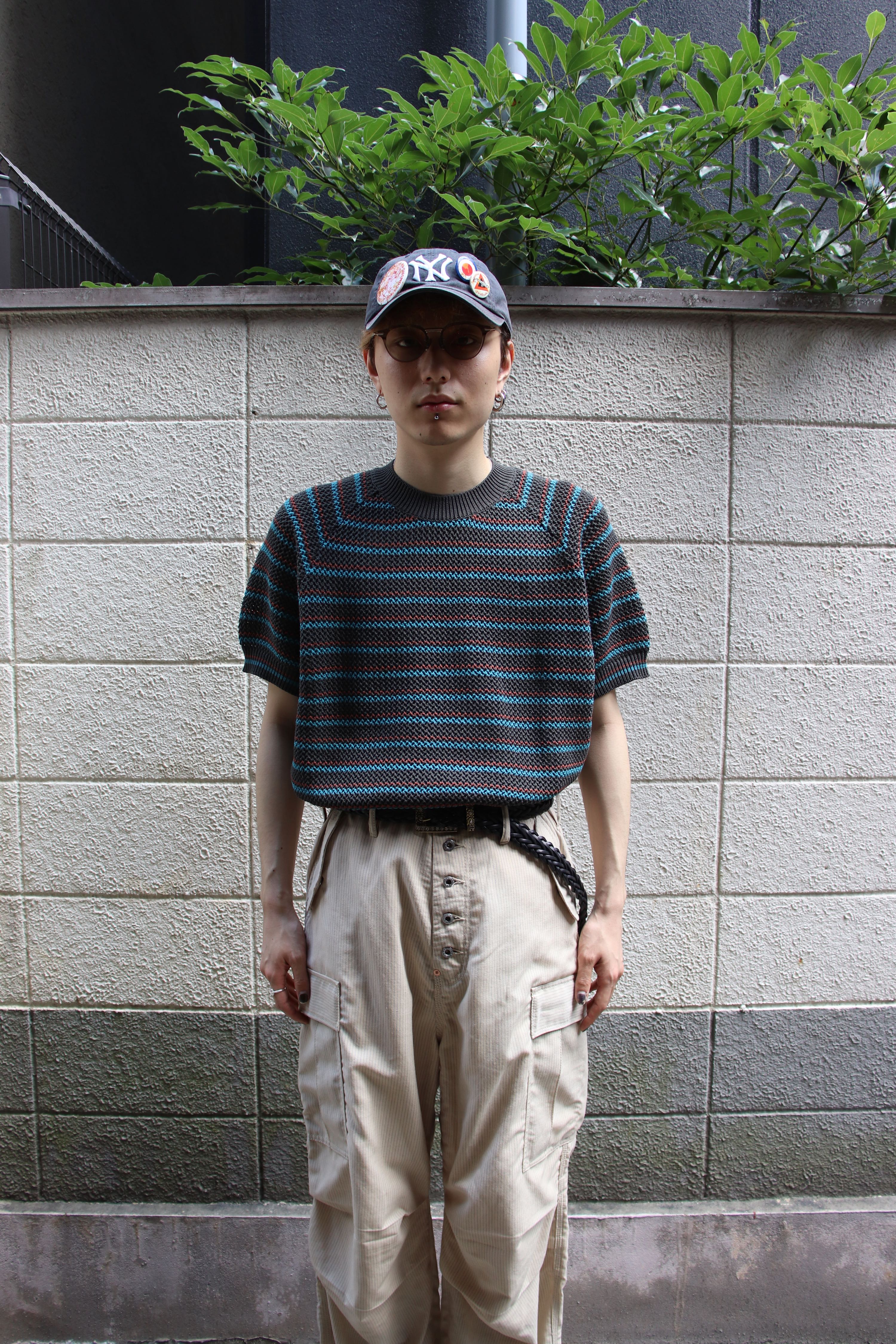 SUGARHILL(シュガーヒル)のMULTI STRIPE COTTON KNIT TEE BLACK STRIPE