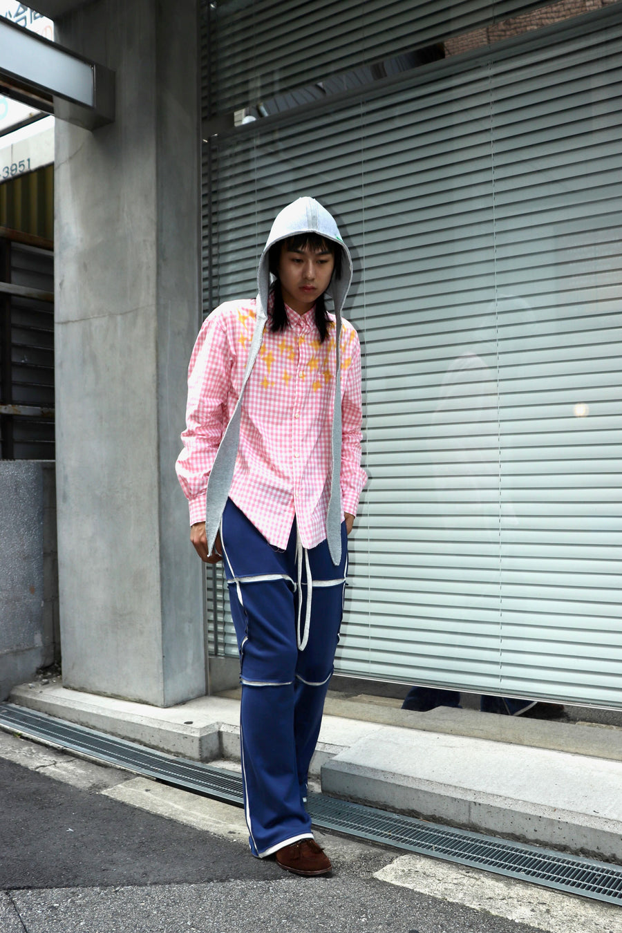 FILME FILLED  Distortion Collar  Shirt(Gingham Pink)