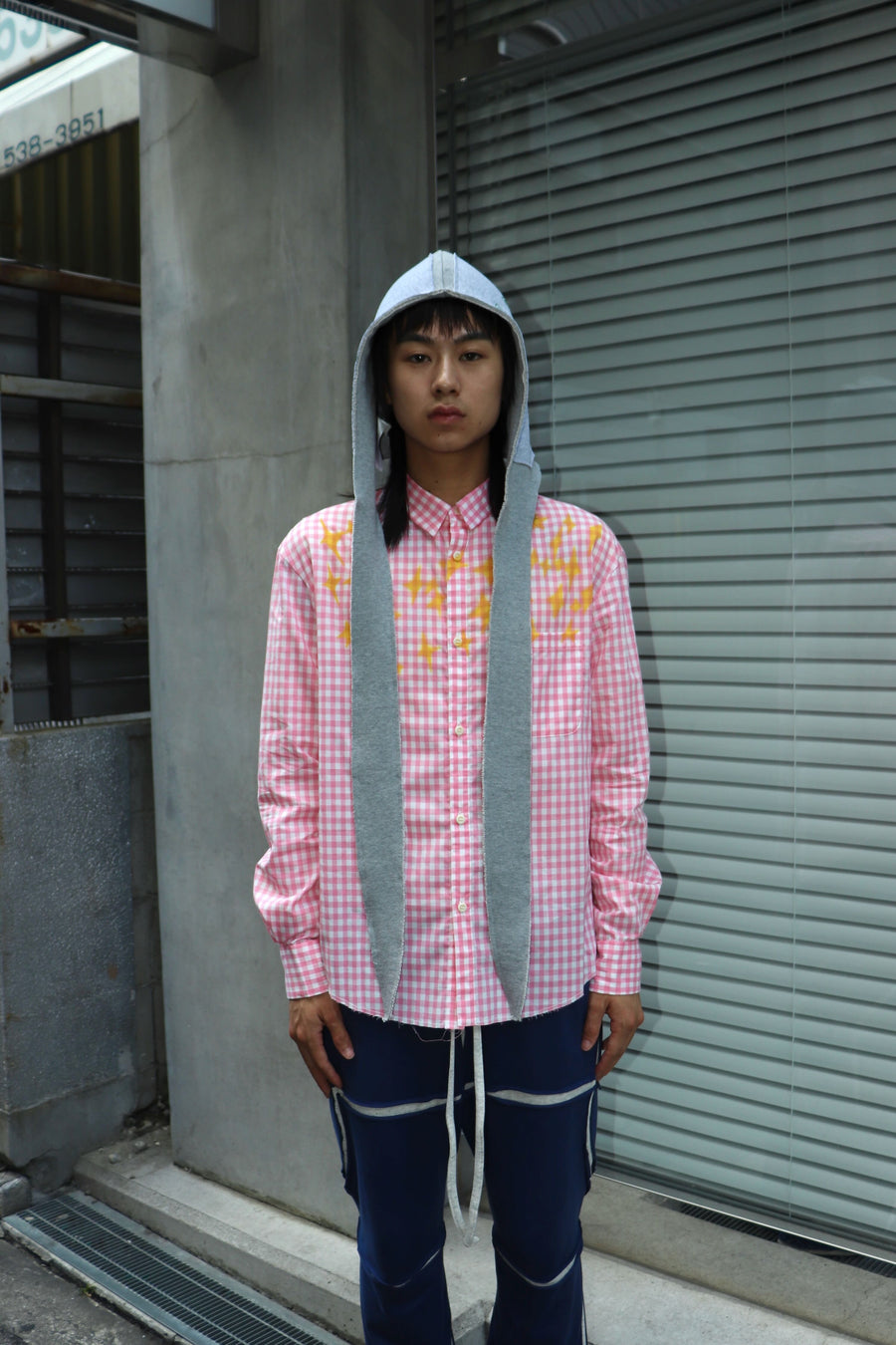 FILME FILLED  Distortion Collar  Shirt(Gingham Pink)