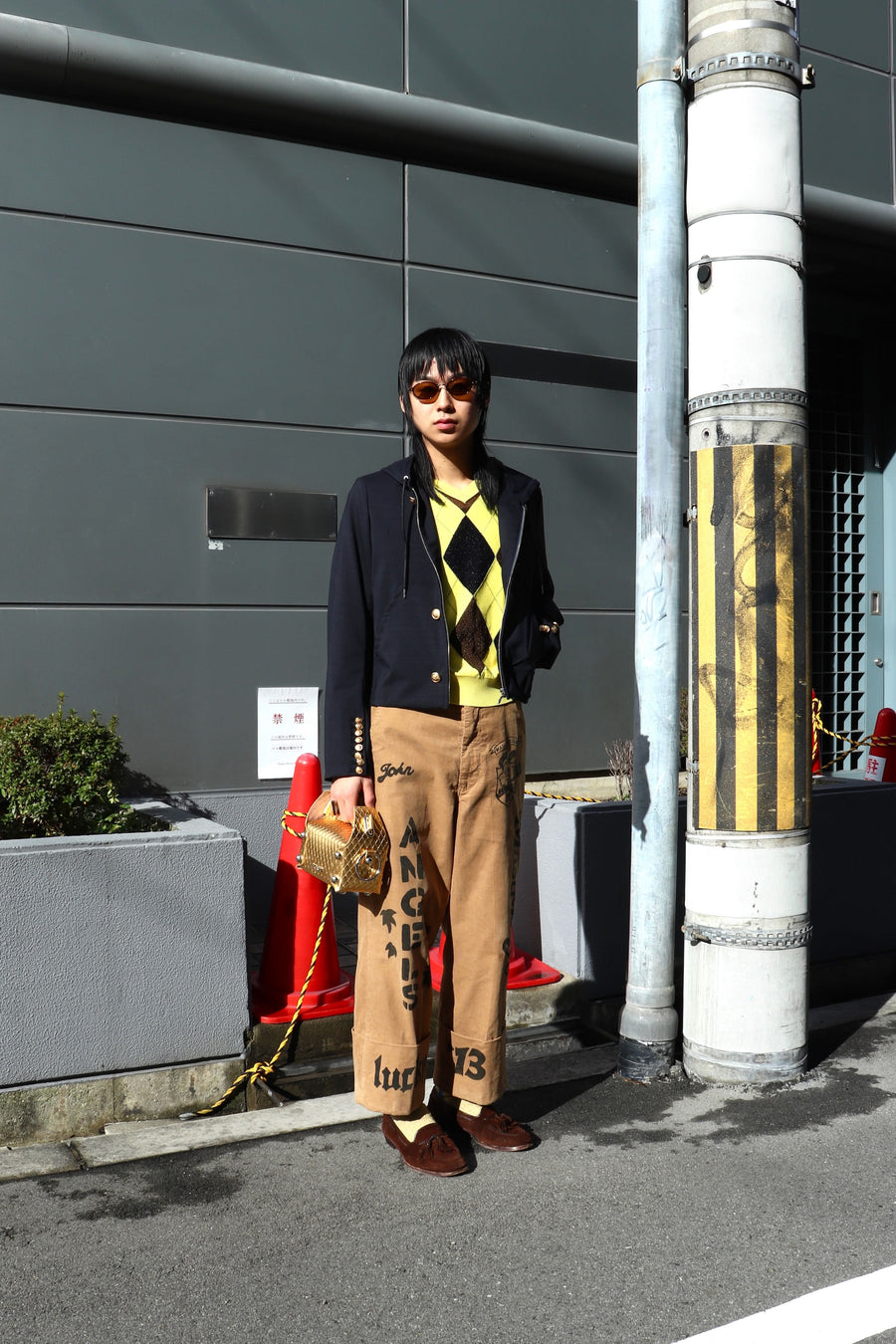 MASU  REVERSED ARGYLE SWEATER(YELLOW)