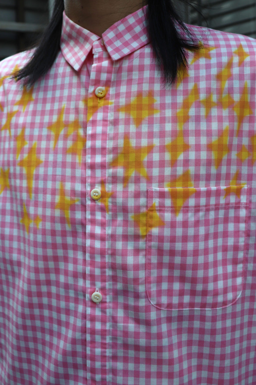 FILME FILLED  Distortion Collar  Shirt(Gingham Pink)