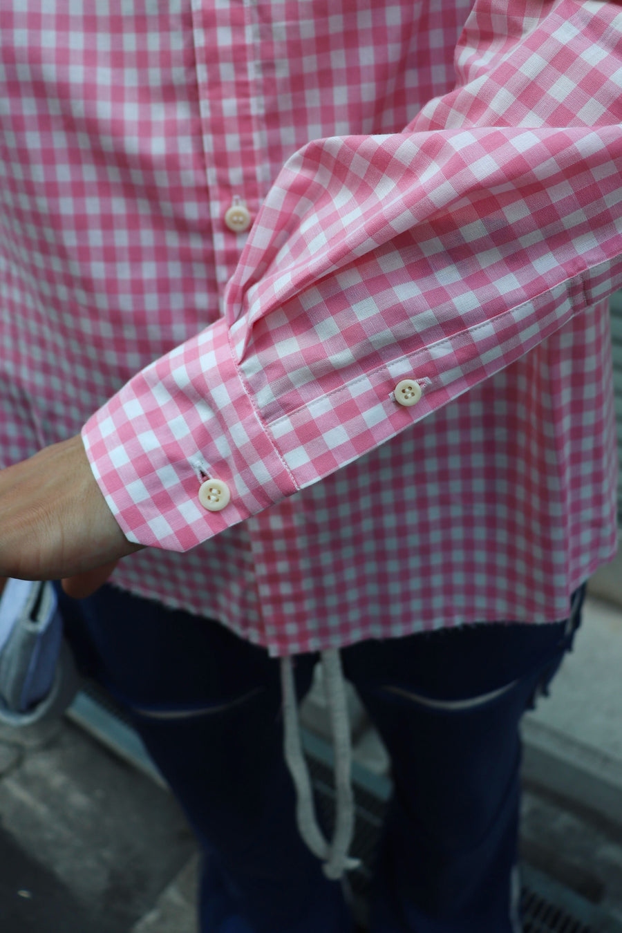 FILME FILLED  Distortion Collar  Shirt(Gingham Pink)