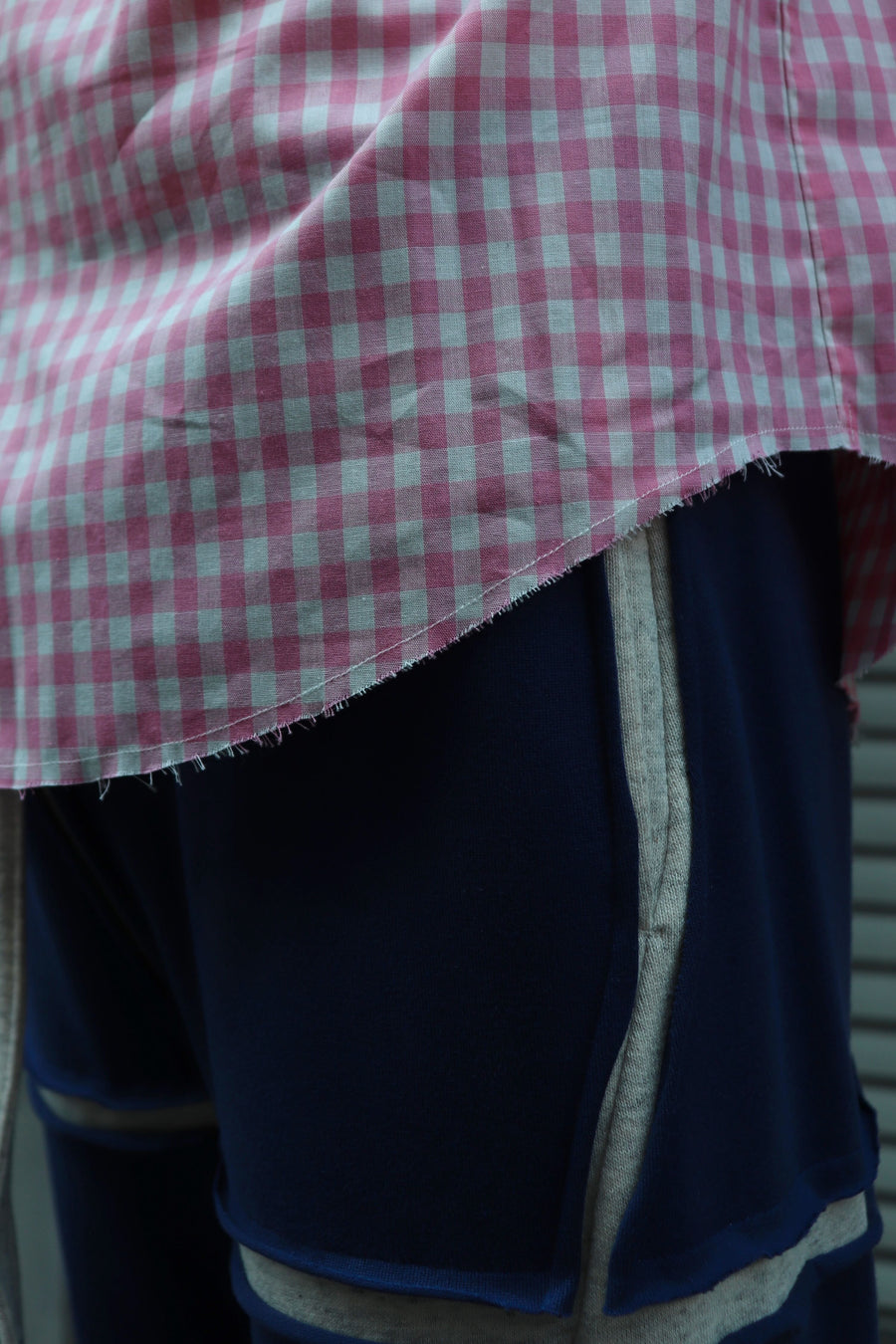 FILME FILLED  Distortion Collar  Shirt(Gingham Pink)