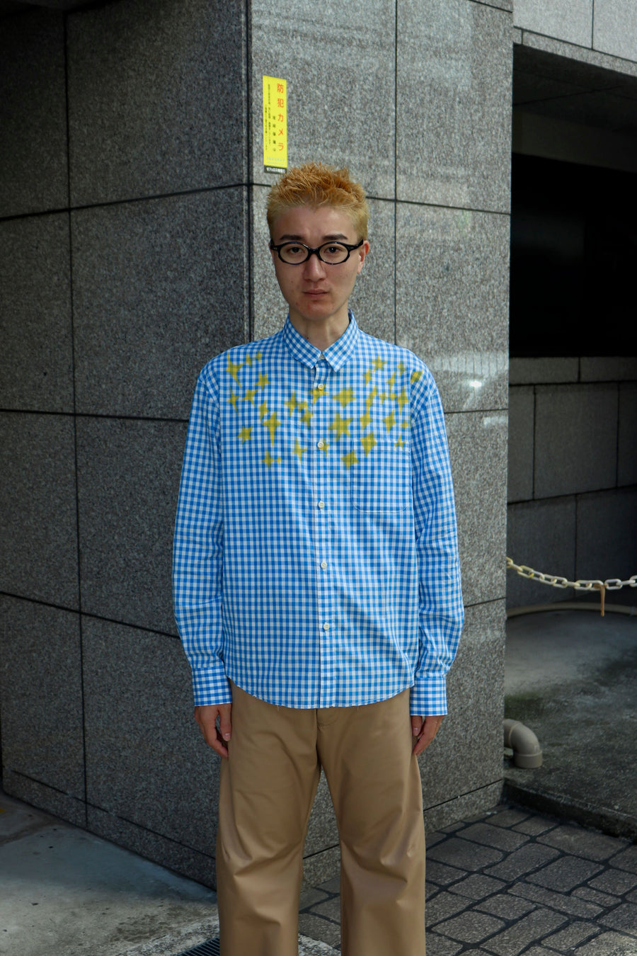 FILME FILLED  Distortion Collar  Shirt(Gingham Blue)