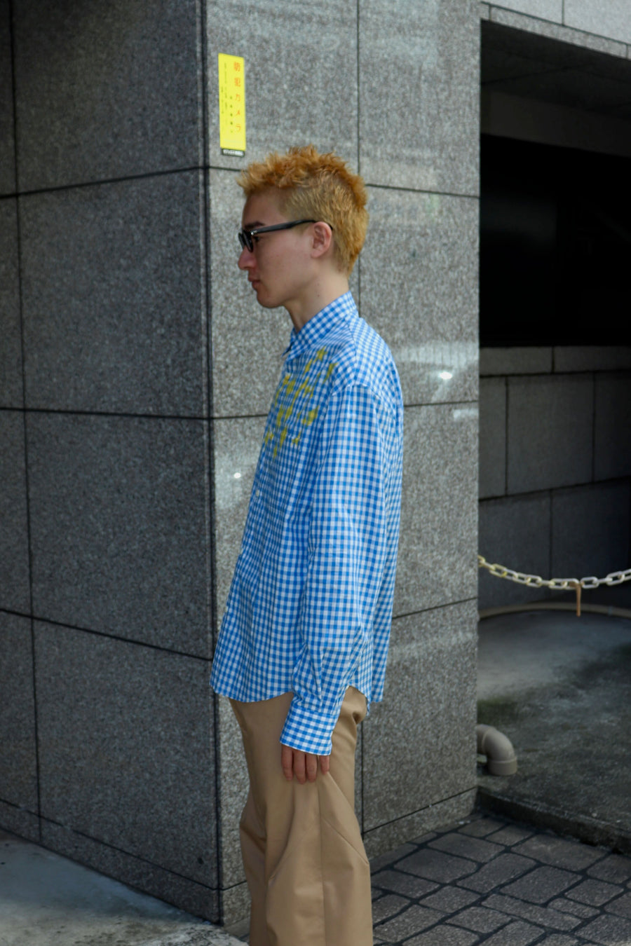 FILME FILLED  Distortion Collar  Shirt(Gingham Blue)